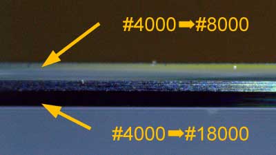 SiCウェハ端面 光学顕微鏡の#8000研磨 ／ #18000研磨